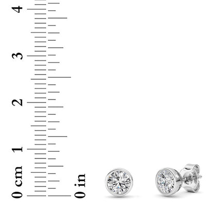 1CTW Round Shaped Lab Grown Diamond (F/VS) Bezel Set Earrings in 14K Gold