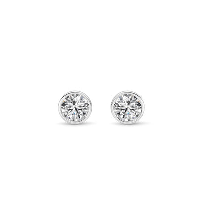 1CTW Round Shaped Lab Grown Diamond (F/VS) Bezel Set Earrings in 14K Gold