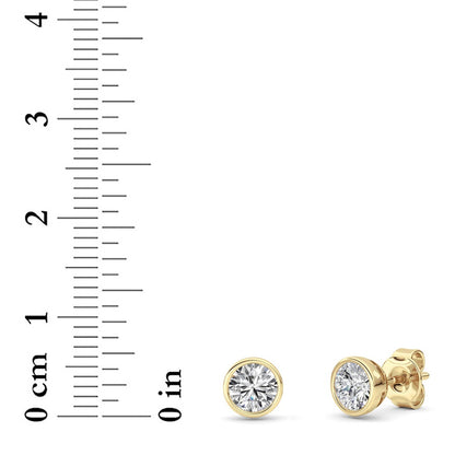 1CTW Round Shaped Lab Grown Diamond (F/VS) Bezel Set Earrings in 14K Gold