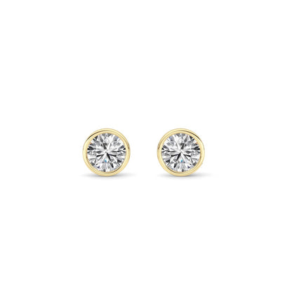 1CTW Round Shaped Lab Grown Diamond (F/VS) Bezel Set Earrings in 14K Gold