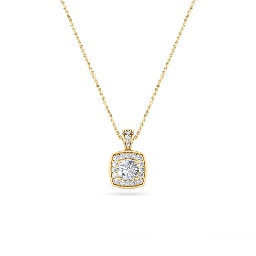 0.75CTW Round Shaped Lab Grown Diamond (F/VS) Halo Pendant in 14K Gold