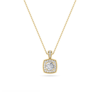 0.75CTW Round Shaped Lab Grown Diamond (F/VS) Halo Pendant in 14K Gold