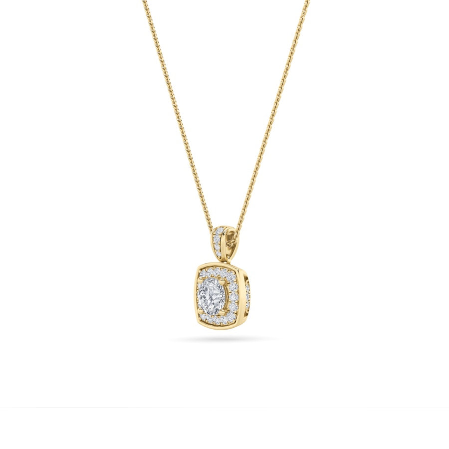 0.75CTW Round Shaped Lab Grown Diamond (F/VS) Halo Pendant in 14K Gold