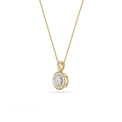 0.75CTW Round Shaped Lab Grown Diamond (F/VS) Halo Pendant in 14K Gold