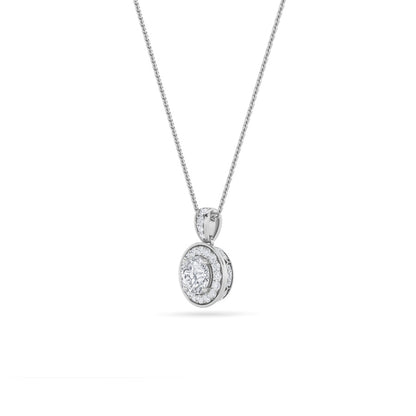 1.25CTW Round Shaped Lab Grown Diamond (F/VS) Halo Pendant in 14K Gold