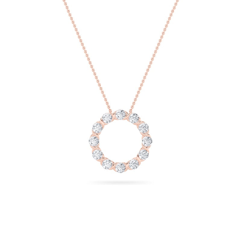 2CTW Round Shaped Lab Grown Diamond (F/VS) Circle Pendant in 14K Gold