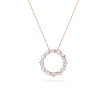 2CTW Round Shaped Lab Grown Diamond (F/VS) Circle Pendant in 14K Gold