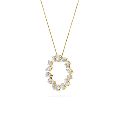 3CTW Emerald Shaped Lab Grown Diamond (F/VS) Fancy Circle Pendant in 14K Gold
