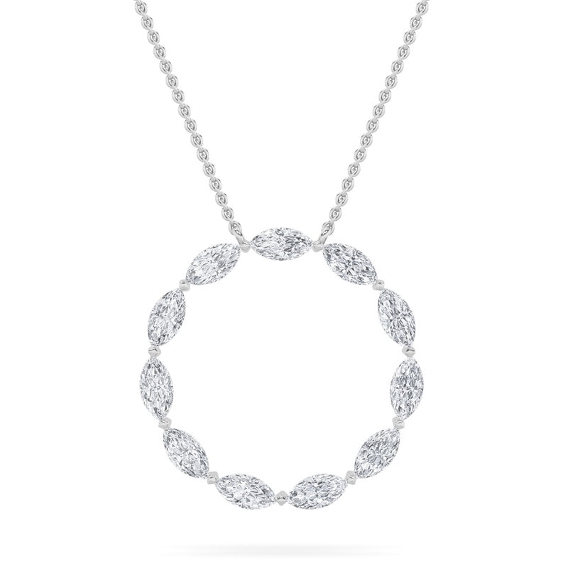 2CTW Marquise Shaped Lab Grown Diamond (F/VS) Circle Necklace in 14K Gold