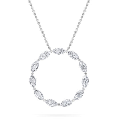 2CTW Marquise Shaped Lab Grown Diamond (F/VS) Circle Necklace in 14K Gold
