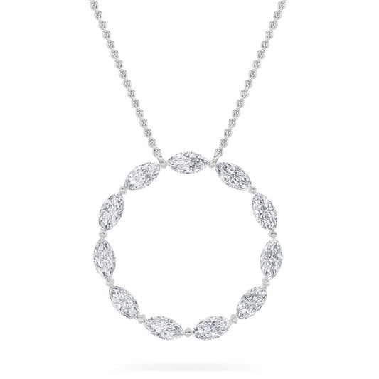 2CTW Marquise Shaped Lab Grown Diamond (F/VS) Circle Necklace in 14K Gold