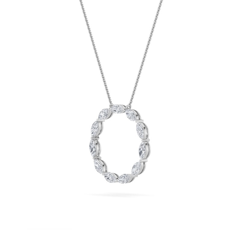 2CTW Marquise Shaped Lab Grown Diamond (F/VS) Circle Necklace in 14K Gold