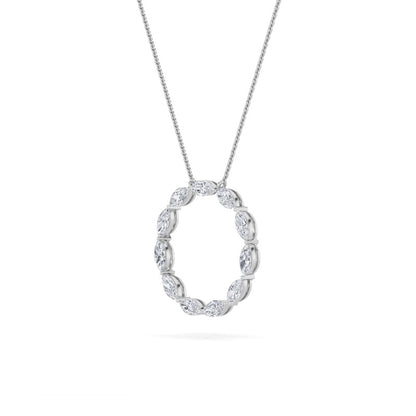 2CTW Marquise Shaped Lab Grown Diamond (F/VS) Circle Necklace in 14K Gold