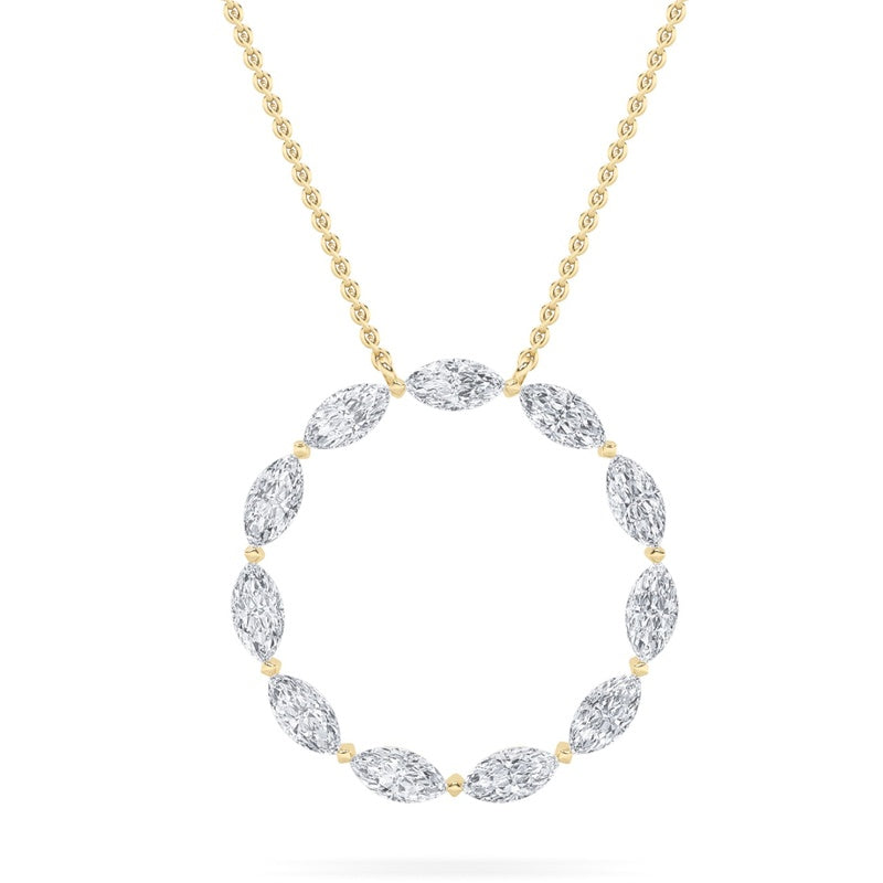 2CTW Marquise Shaped Lab Grown Diamond (F/VS) Circle Necklace in 14K Gold