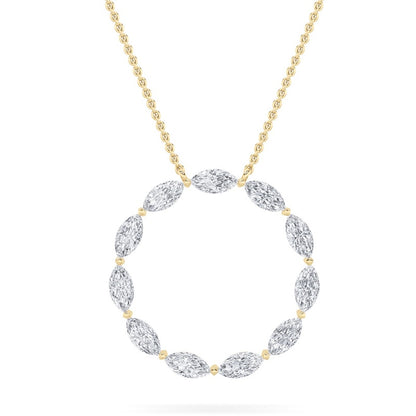 2CTW Marquise Shaped Lab Grown Diamond (F/VS) Circle Necklace in 14K Gold