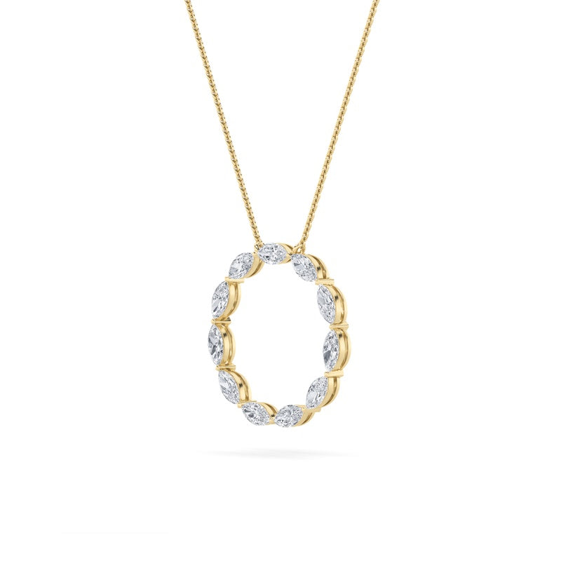 2CTW Marquise Shaped Lab Grown Diamond (F/VS) Circle Necklace in 14K Gold