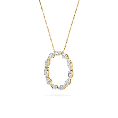 2CTW Marquise Shaped Lab Grown Diamond (F/VS) Circle Necklace in 14K Gold