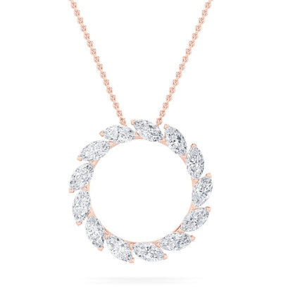 2CTW Marquise Shaped Lab Grown Diamond (F/VS) Circle Necklace in 14K Gold