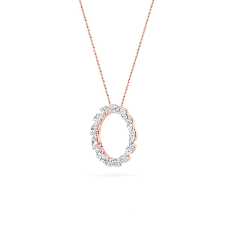 2CTW Marquise Shaped Lab Grown Diamond (F/VS) Circle Necklace in 14K Gold