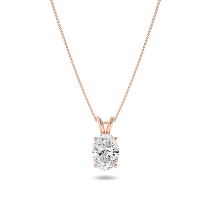 2CTW Oval Shaped Lab Grown Diamond (F/VS) Split Bale Solitaire Pendant in 14K Gold