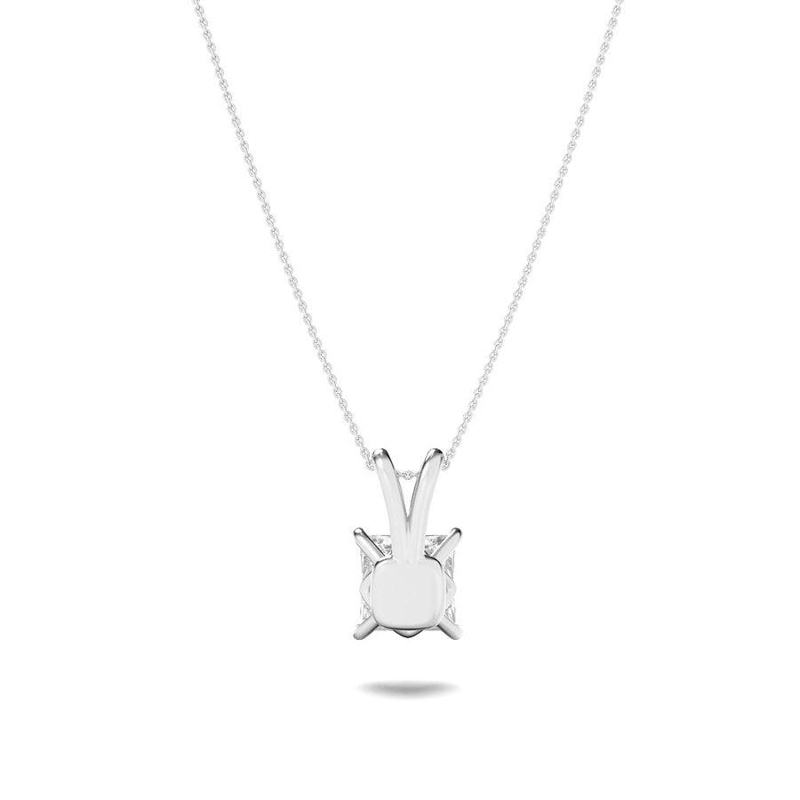 1CTW Princess Shaped Lab Grown Diamond (F/VS) Split Bale Solitaire Pendant in 14K Gold