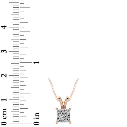 1CTW Princess Shaped Lab Grown Diamond (F/VS) Split Bale Solitaire Pendant in 14K Gold