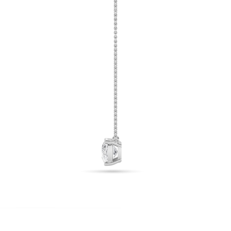 3CTW Elongated Cushion Shaped Lab Grown Diamond (F/VS) East West Solitaire Necklace in 14K Gold