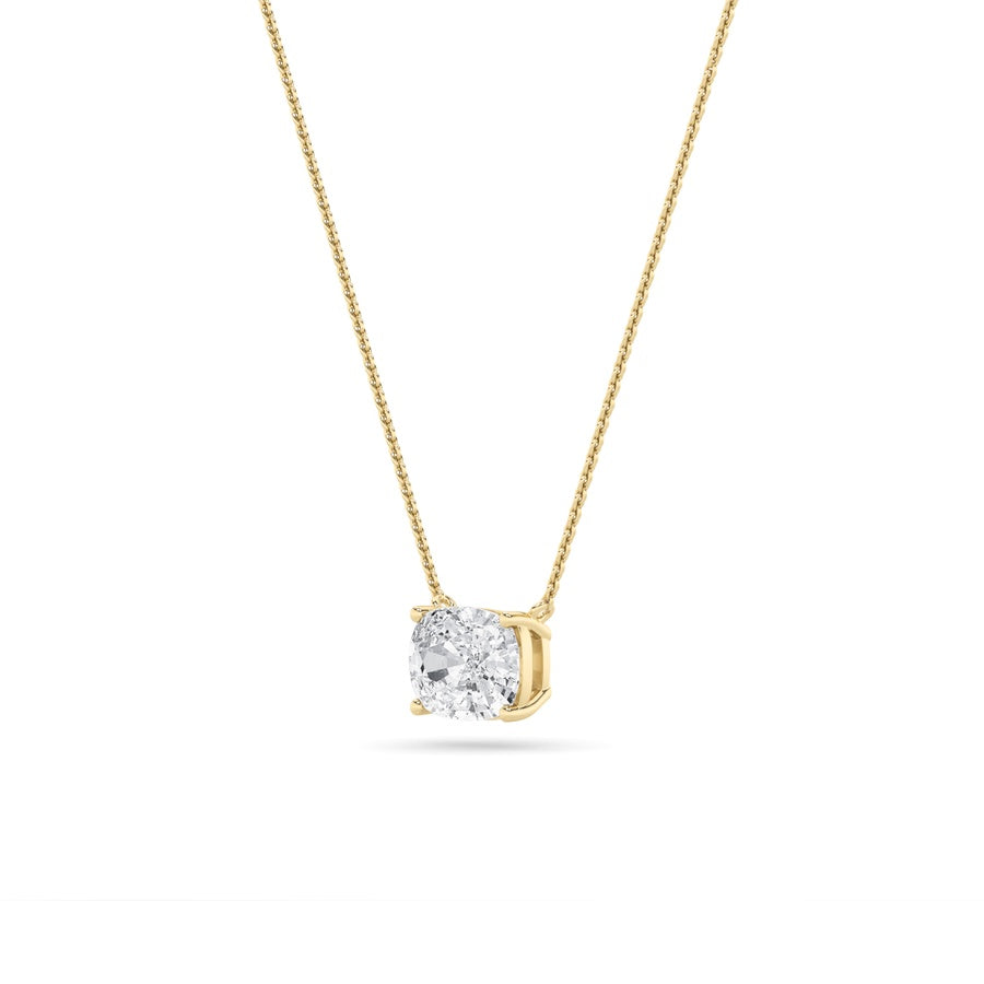 3CTW Elongated Cushion Shaped Lab Grown Diamond (F/VS) East West Solitaire Necklace in 14K Gold