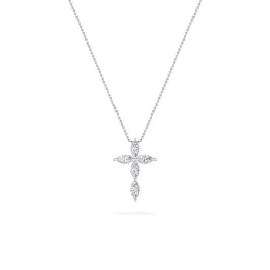 1.5CTW Marquise Shaped Lab Grown Diamond (F/VS) Cross Pendant in 14K Gold