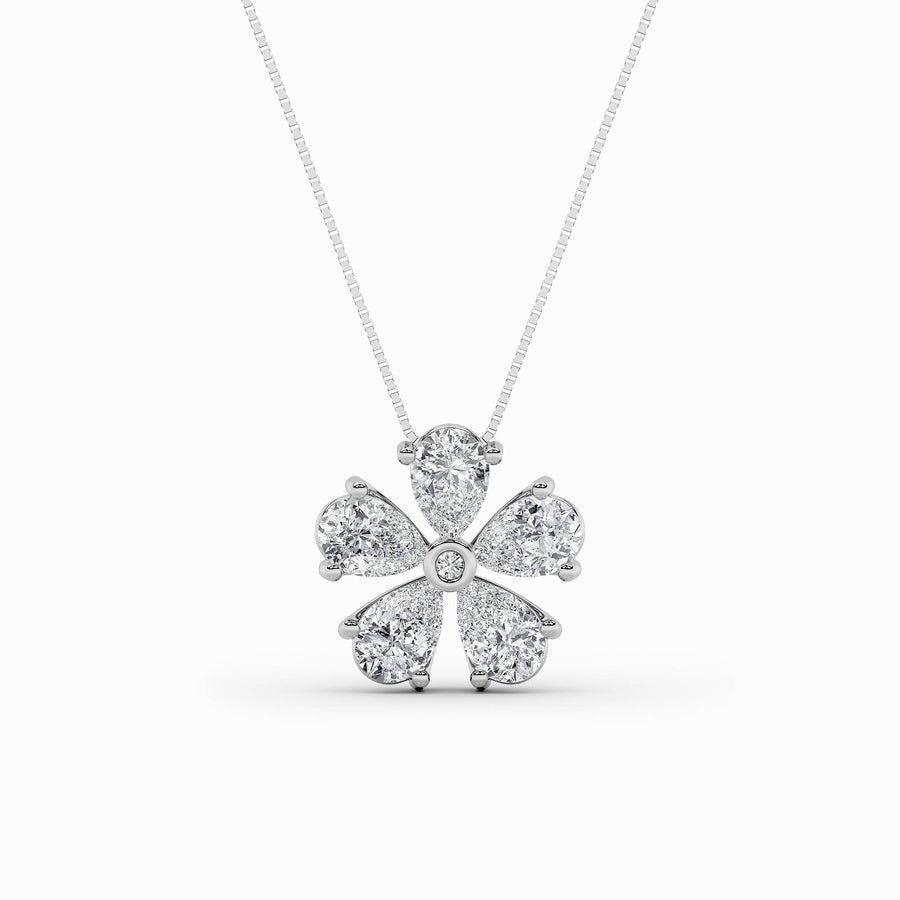 1.5CTW Pear Shaped Lab Grown Diamond (F/VS) Floral Pendant in 14K Gold