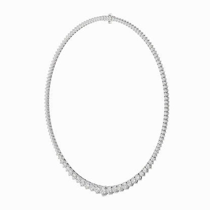 15CTW Round Shaped Lab Grown Diamond (F/VS) Three Prong Graduating Necklace in 14K Gold