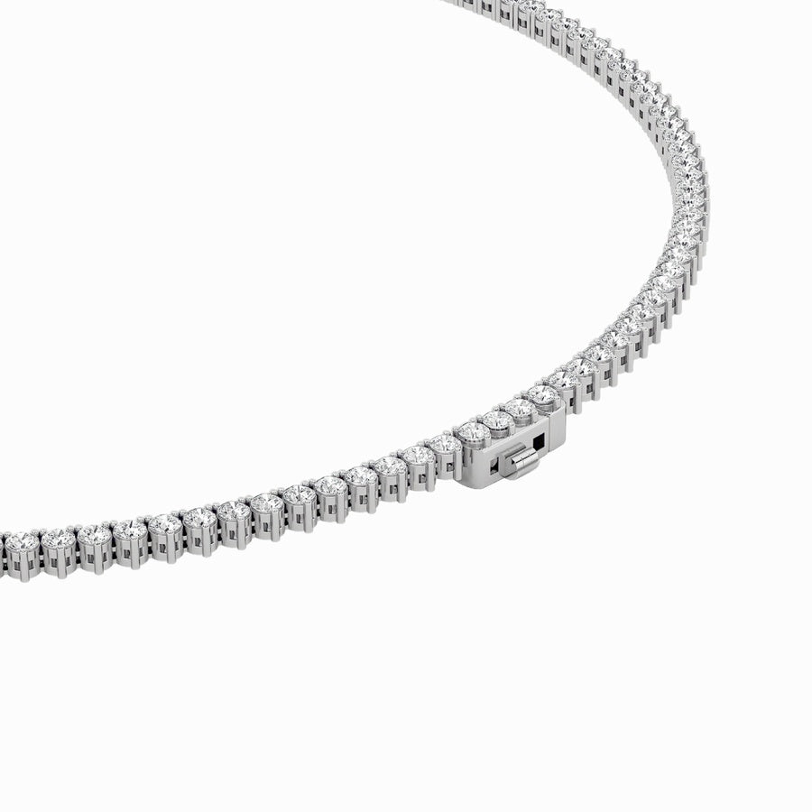15CTW Round Shaped Lab Grown Diamond (F/VS) Three Prong Graduating Necklace in 14K Gold