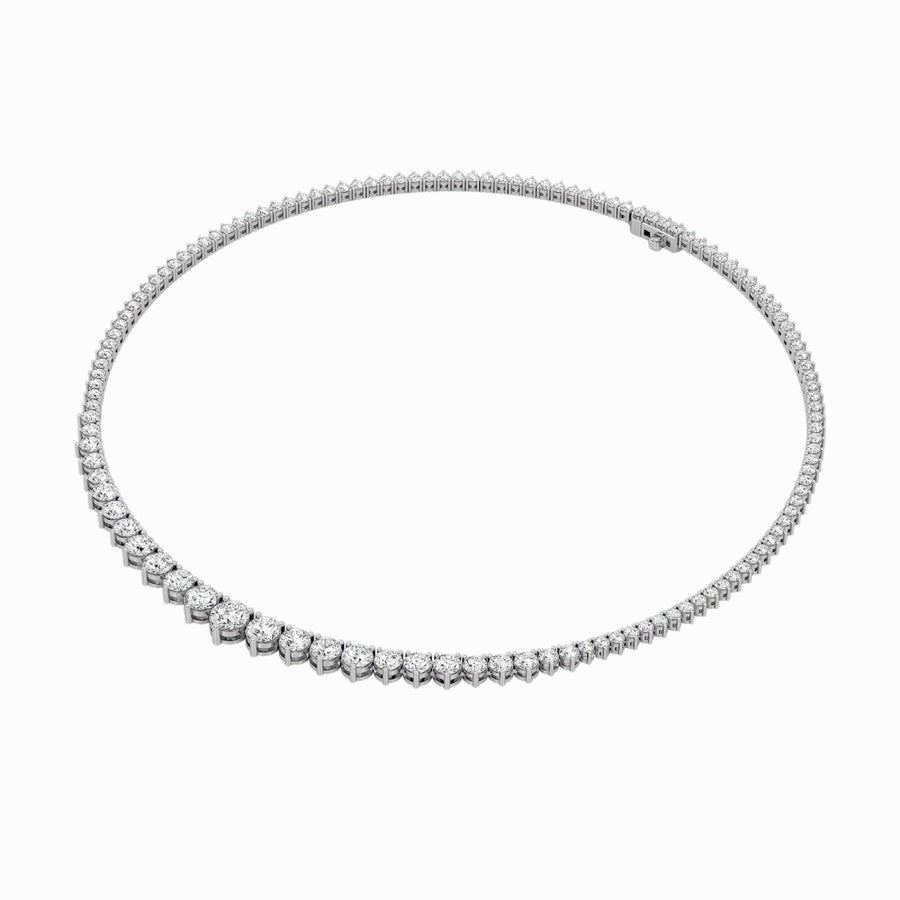 15CTW Round Shaped Lab Grown Diamond (F/VS) Three Prong Graduating Necklace in 14K Gold
