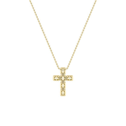 3CTW Emerald Shaped Lab Grown Diamond (F/VS) Cross Pendant in 14K Gold