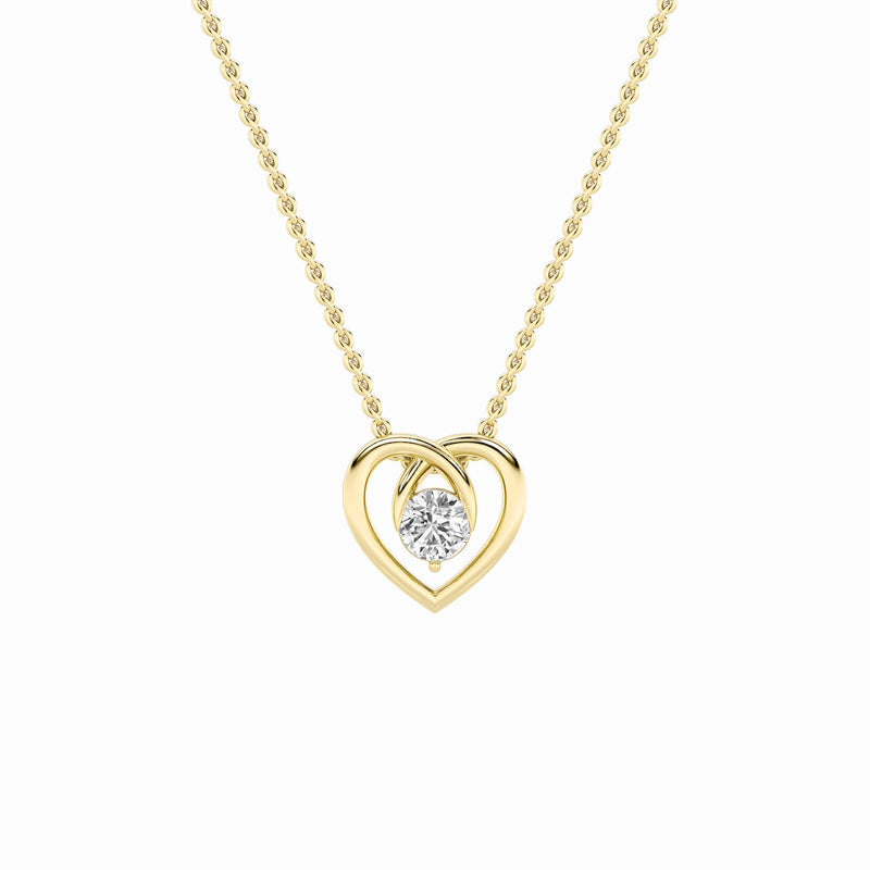 1CTW Round Shaped Lab Grown Diamond (F/VS) Heart Shaped Pendant in 14K Gold