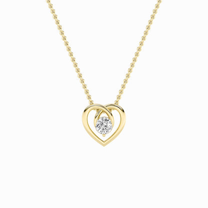 1CTW Round Shaped Lab Grown Diamond (F/VS) Heart Shaped Pendant in 14K Gold