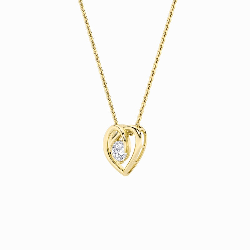 1CTW Round Shaped Lab Grown Diamond (F/VS) Heart Shaped Pendant in 14K Gold