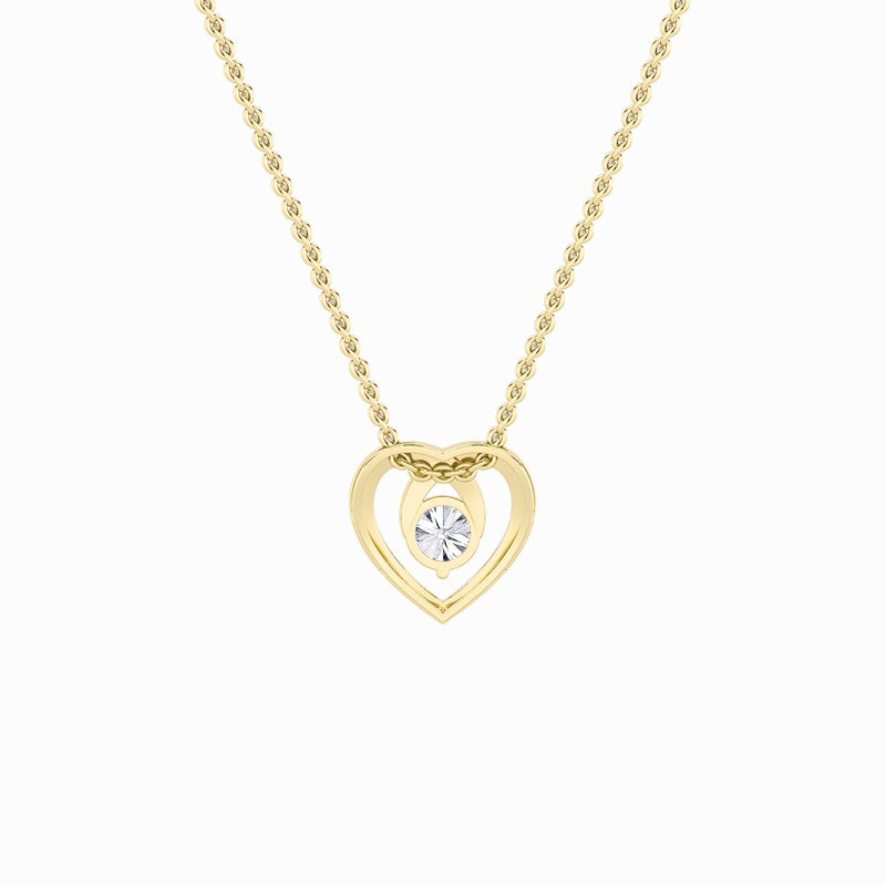 1CTW Round Shaped Lab Grown Diamond (F/VS) Heart Shaped Pendant in 14K Gold