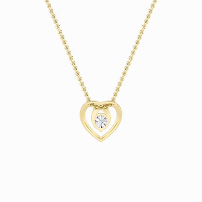 1CTW Round Shaped Lab Grown Diamond (F/VS) Heart Shaped Pendant in 14K Gold