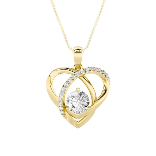 1.5CTW Round Shaped Lab Grown Diamond (F/VS) Heart Shaped Pendant in 14K Gold