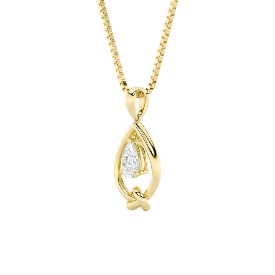 1CTW Pear Shaped Lab Grown Diamond (F/VS) Solitaire Knot Pendant in 14K Gold