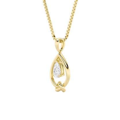 1CTW Pear Shaped Lab Grown Diamond (F/VS) Solitaire Knot Pendant in 14K Gold