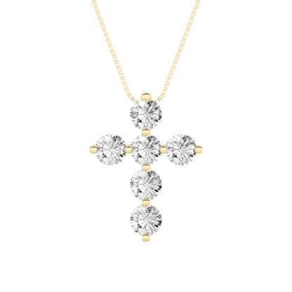 1.5CTW Round Shaped Lab Grown Diamond (F/VS) Cross Pendant in 14K Gold