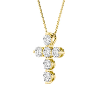 1.5CTW Round Shaped Lab Grown Diamond (F/VS) Cross Pendant in 14K Gold
