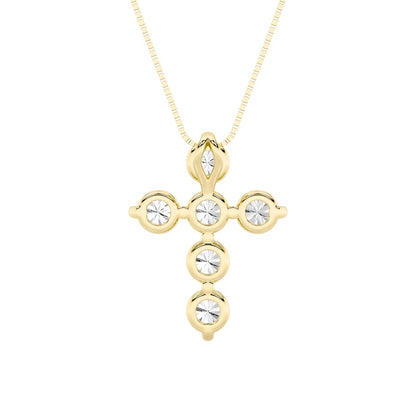 1.5CTW Round Shaped Lab Grown Diamond (F/VS) Cross Pendant in 14K Gold