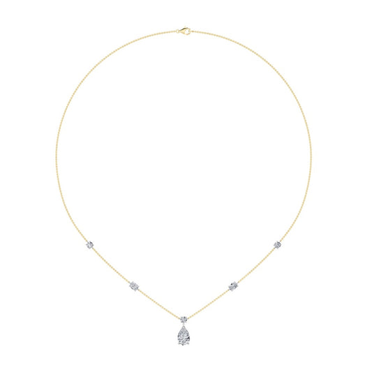 3CTW Pear Shaped Lab Grown Diamond (F/VS) Strata Chic Collection Necklace in 14K Gold