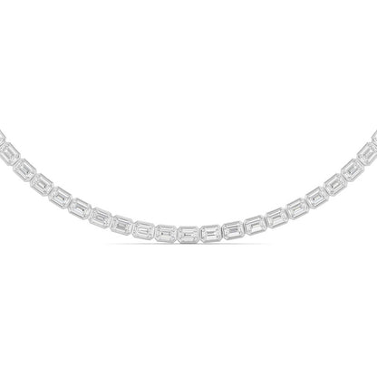 30CTW Emerald Shaped Lab Grown Diamond (F/VS ) Bezel Set Necklace in 14K Gold
