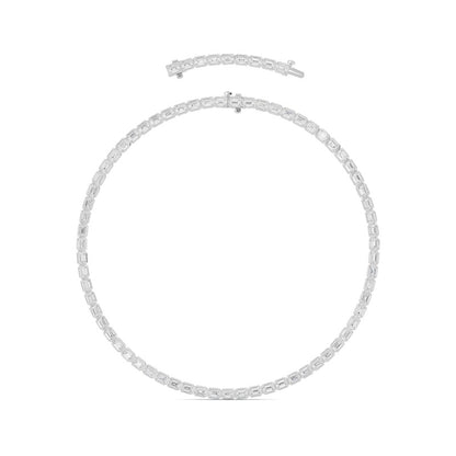 30CTW Emerald Shaped Lab Grown Diamond (F/VS ) Bezel Set Necklace in 14K Gold