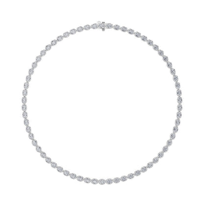 22.25CTW Oval Shaped Lab Grown Diamond (F/VS) East West Bezel Set Necklace in 14K Gold