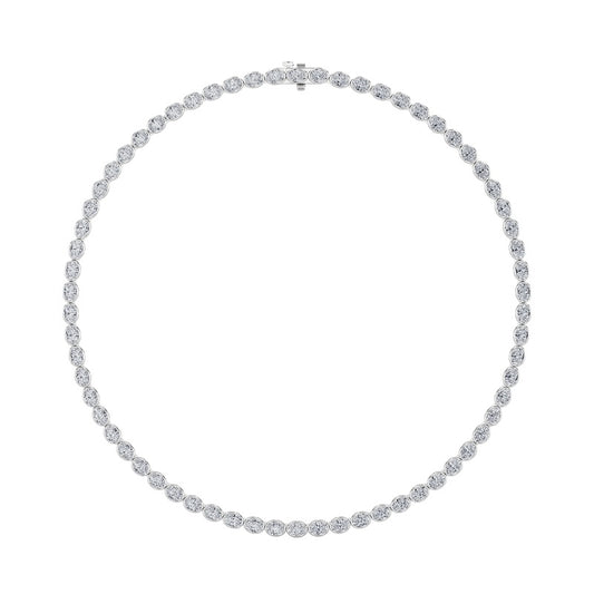 22.25CTW Oval Shaped Lab Grown Diamond (F/VS) East West Bezel Set Necklace in 14K Gold